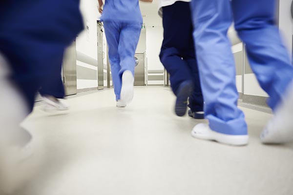 hospital staff running